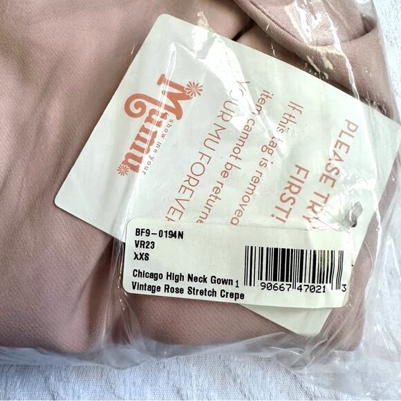 NWT Show Me Your MuMu Chicago High Neck Bodycon Gown Vintage Rose Crepe 2XS - Picture 4 of 14